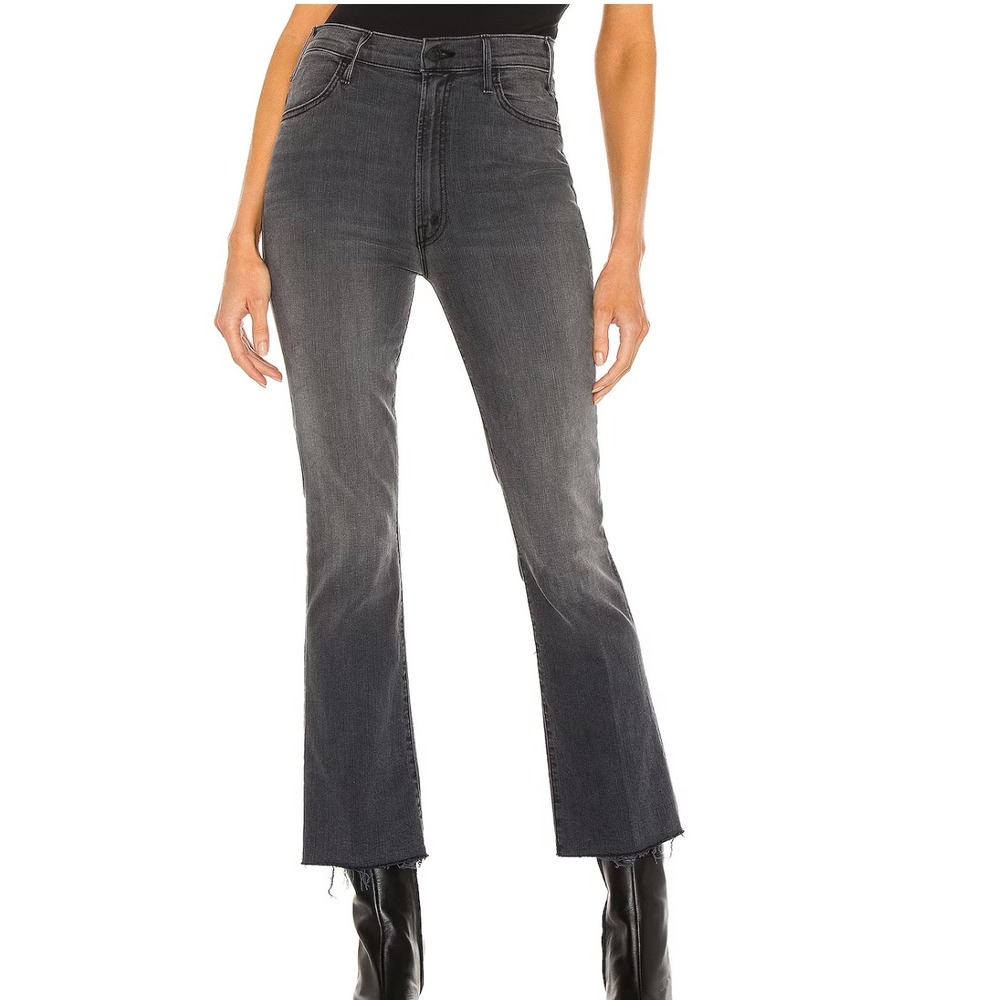 Mother Denim The Hustler Ankle Fray Jeans in Lighting Up Lanterns Black sz 27